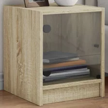   vidaXL 2 db sonoma tölgy színű éjjeliszekrény üvegajtókkal 35x37x42 cm