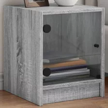   vidaXL 2 db szürke sonoma színű éjjeliszekrény üvegajtóval 35x37x42 cm