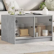  vidaXL betonszürke dohányzóasztal üvegajtókkal 68x50x42 cm