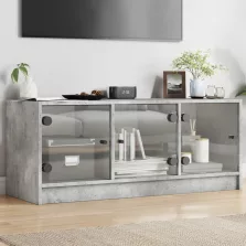   vidaXL betonszürke TV-szekrény üvegajtókkal 102 x 37 x 42 cm