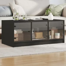   vidaXL fekete dohányzóasztal üvegajtókkal 102 x 50 x 42 cm