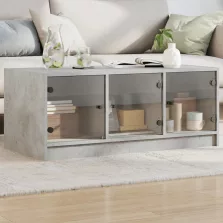   vidaXL betonszürke dohányzóasztal üvegajtókkal 102 x 50 x 42 cm