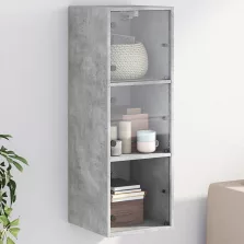   vidaXL betonszürke faliszekrény üvegajtókkal 35x37x100 cm