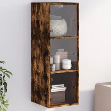   vidaXL füstös tölgyszínű faliszekrény üvegajtókkal 35x37x100 cm