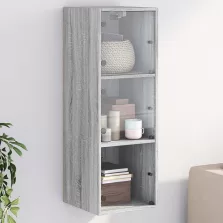   vidaXL szürke sonoma színű faliszekrény üvegajtókkal 35x37x100 cm