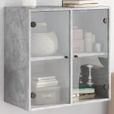   vidaXL betonszürke faliszekrény üvegajtókkal 68 x 37 x 68,5 cm