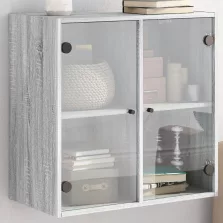   vidaXL szürke sonoma színű faliszekrény üvegajtókkal 68 x 37 x 68,5 cm