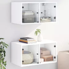   vidaXL 2 db fehér faliszekrény üvegajtóval 68,5 x 37 x 35 cm