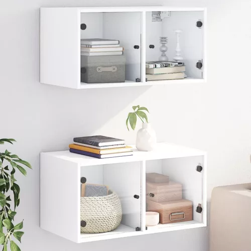 vidaXL 2 db fehér faliszekrény üvegajtóval 68,5 x 37 x 35 cm