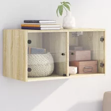   vidaXL sonoma tölgy színű faliszekrény üvegajtókkal 68,5x37x35 cm
