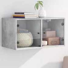   vidaXL betonszürke faliszekrény üvegajtókkal 68,5x37x35 cm