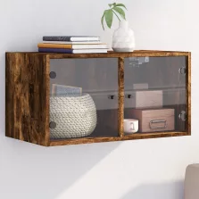   vidaXL füstös tölgy színű faliszekrény üvegajtókkal 68,5x37x35 cm