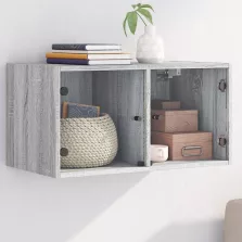   vidaXL szürke sonoma színű faliszekrény üvegajtókkal 68,5x37x35 cm