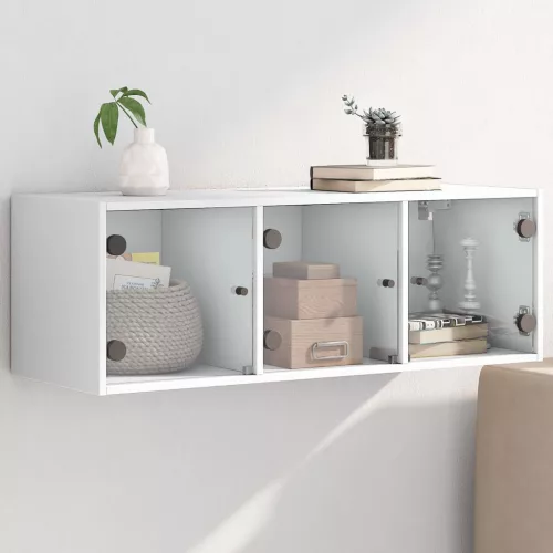 vidaXL fehér faliszekrény üvegajtókkal 102 x 37 x 35 cm