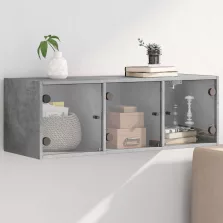   vidaXL betonszürke faliszekrény üvegajtókkal 102 x 37 x 35 cm