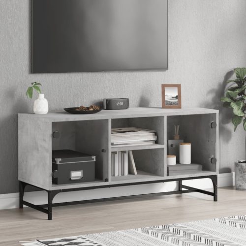 vidaXL betonszürke TV-szekrény üvegajtókkal 102 x 37 x 50 cm