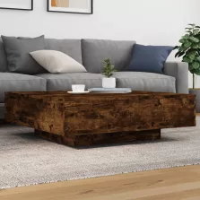   vidaXL füstös tölgy színű szerelt fa dohányzóasztal 100 x 100 x 31 cm