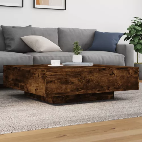 vidaXL füstös tölgy színű szerelt fa dohányzóasztal 100 x 100 x 31 cm