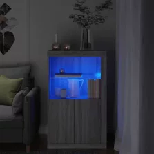   vidaXL szürke sonoma színű szerelt fa tálalószekrény LED-világítással