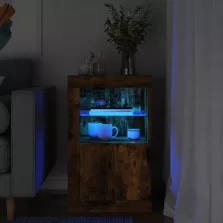   vidaXL füstös tölgy színű szerelt fa tálalószekrény LED-világítással