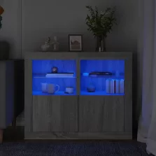   vidaXL 2 db szürke sonoma színű szerelt fa kisszekrény LED-ekkel