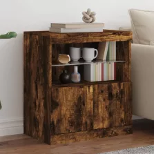   vidaXL füstös tölgy színű tálalószekrény LED-ekkel 60 x 37 x 67 cm