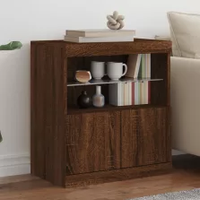   vidaXL barna tölgy színű tálalószekrény LED-ekkel 60 x 37 x 67 cm