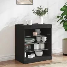   vidaXL fekete tálalószekrény LED-világítással 60,5 x 37 x 67 cm