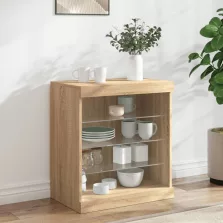   vidaXL sonoma tölgy színű tálalószekrény LED-világítással 60,5x37x67cm