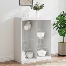   vidaXL fehér tálalószekrény LED-világítással 81 x 37 x 100 cm