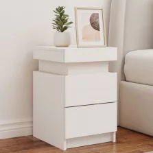  vidaXL 2 db fehér éjjeliszekrény LED-világítással 35 x 39 x 55 cm