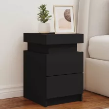   vidaXL 2 db fekete éjjeliszekrény LED-világítással 35 x 39 x 55 cm