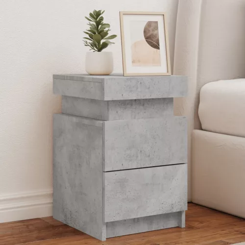 vidaXL 2 db betonszürke éjjeliszekrény LED-világítással 35x39x55 cm