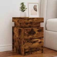   vidaXL füstös tölgy színű éjjeliszekrény LED-világítással 35x39x55 cm