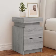   vidaXL 2 db szürke sonoma színű éjjeliszekrény LED-ekkel 35x39x55 cm