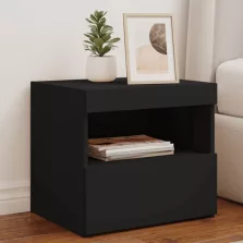   vidaXL fekete éjjeliszekrény LED-világítással 50 x 40 x 45 cm