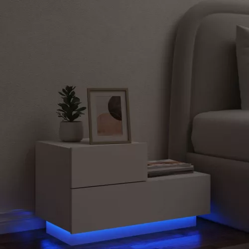 vidaXL fehér éjjeliszekrény LED-világítással 70 x 36 x 40,5 cm