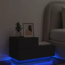   vidaXL fekete éjjeliszekrény LED-világítással 70 x 36 x 40,5 cm