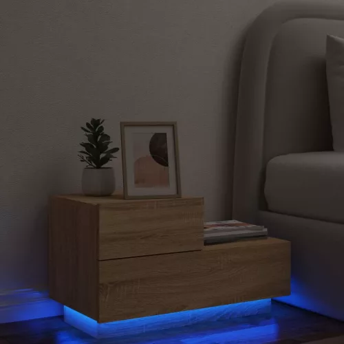 vidaXL sonoma tölgy színű éjjeliszekrény LED-ekkel 70 x 36 x 40,5 cm