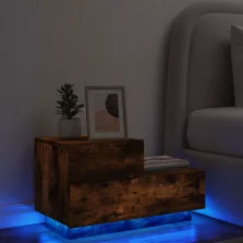   vidaXL füstös tölgy színű éjjeliszekrény LED-fényekkel 70x36x40,5 cm