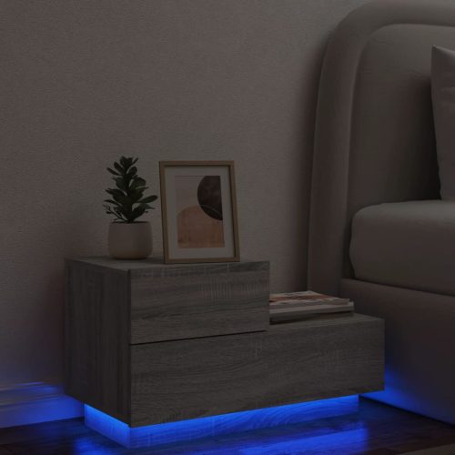 vidaXL szürke sonoma éjjeliszekrény LED-világítással 70 x 36 x 40,5 cm