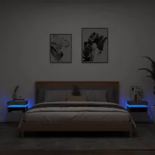   vidaXL 2 db betonszürke éjjeliszekrény LED-fényekkel 40x39x48,5 cm