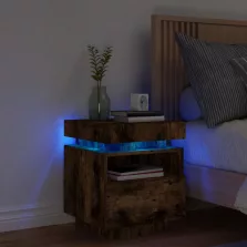   vidaXL füstös tölgy színű éjjeliszekrény LED-fényekkel 40x39x48,5 cm