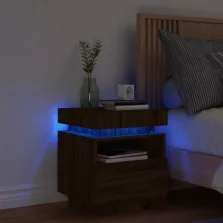   vidaXL barna tölgy színű éjjeliszekrény LED-világítással 40x39x48,5 cm