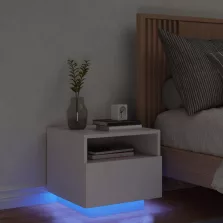   vidaXL fehér éjjeliszekrény LED-világítással 40 x 39 x 37 cm