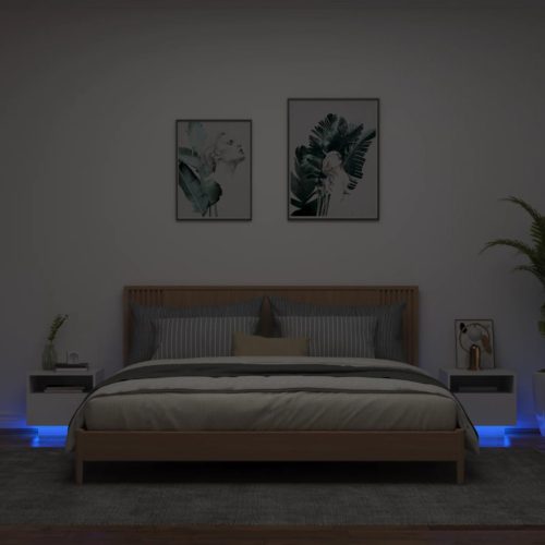 vidaXL 2 db fehér éjjeliszekrény LED-világítással 40 x 39 x 37 cm