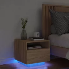   vidaXL sonoma tölgy színű éjjeliszekrény LED-ekkel 40 x 39 x 37 cm