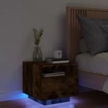   vidaXL füstös tölgy színű éjjeliszekrény LED-világítással 40x39x37 cm