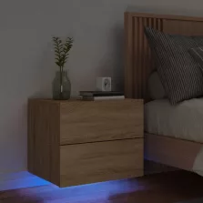   vidaXL sonoma tölgy színű fali éjjeliszekrény LED-világítással