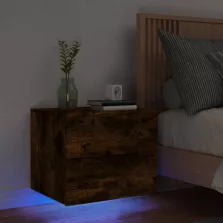  vidaXL füstös sonoma színű fali éjjeliszekrény LED-világítással